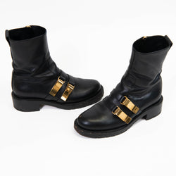 Christian Dior Black Leather D-Race Leather Boots 37