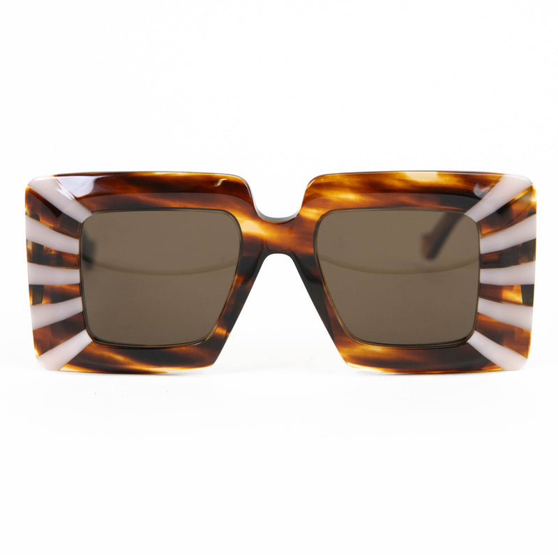 Loewe Square Tinted Brown Tortoiseshell Acetate Sunglasses