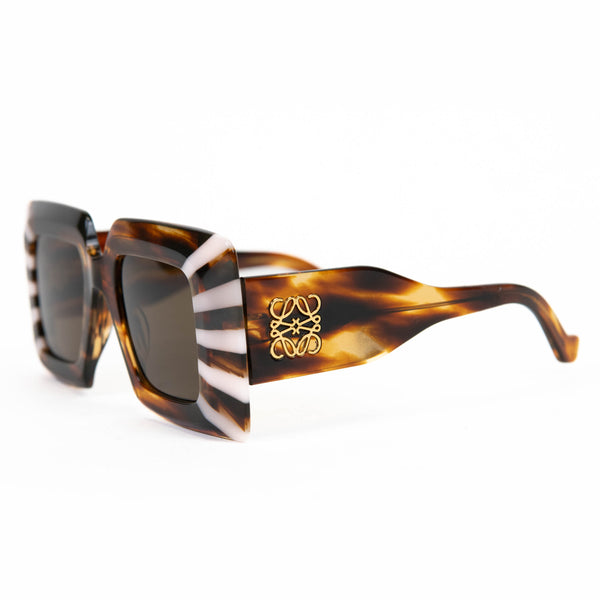 Loewe Square Tinted Brown Tortoiseshell Acetate Sunglasses