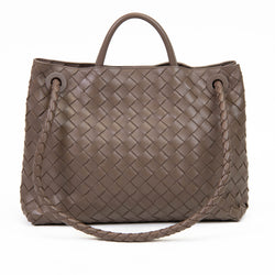 Bottega Veneta Taupe Nappa Intrecciato Medium Andiamo Shoulder Bag