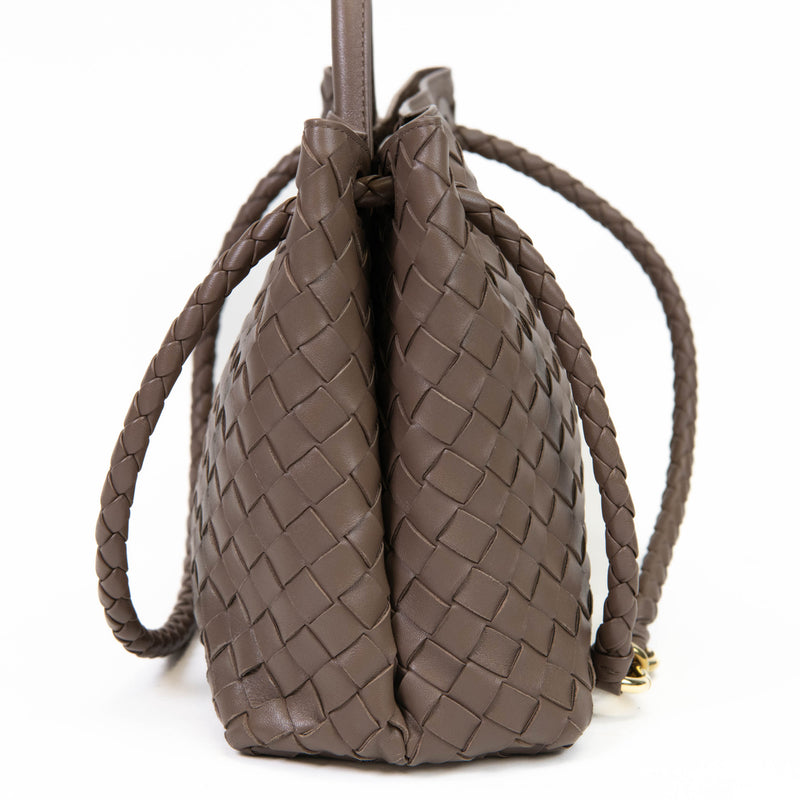 Bottega Veneta Taupe Nappa Intrecciato Medium Andiamo Shoulder Bag