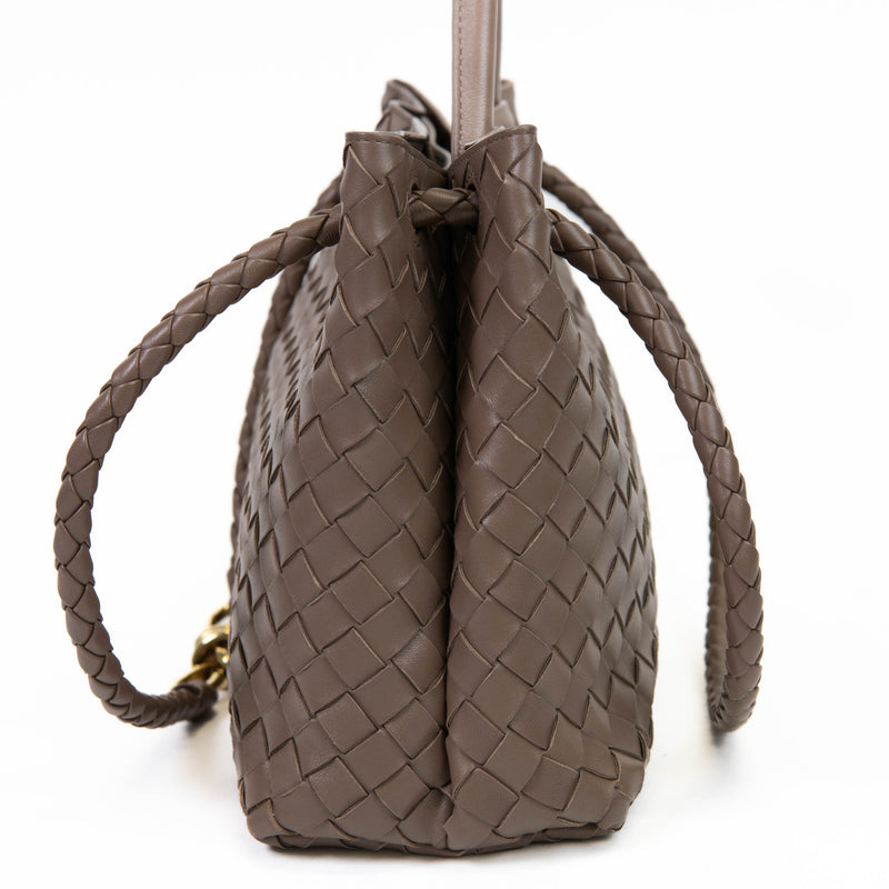 Bottega Veneta Taupe Nappa Intrecciato Medium Andiamo Shoulder Bag