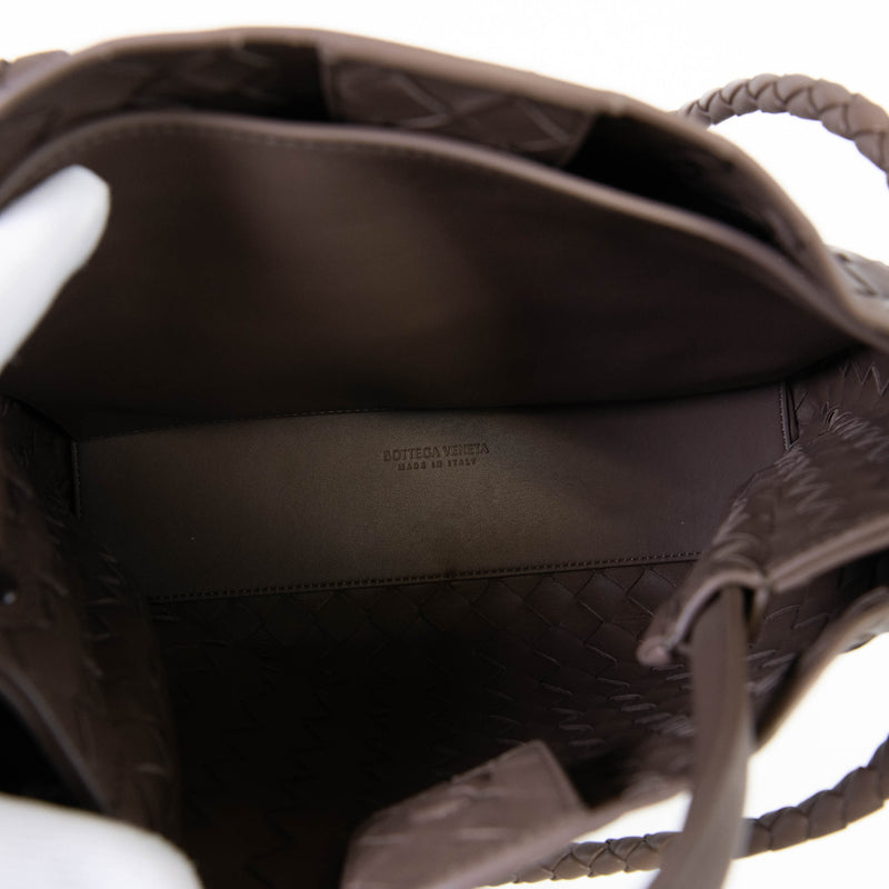 Bottega Veneta Taupe Nappa Intrecciato Medium Andiamo Shoulder Bag