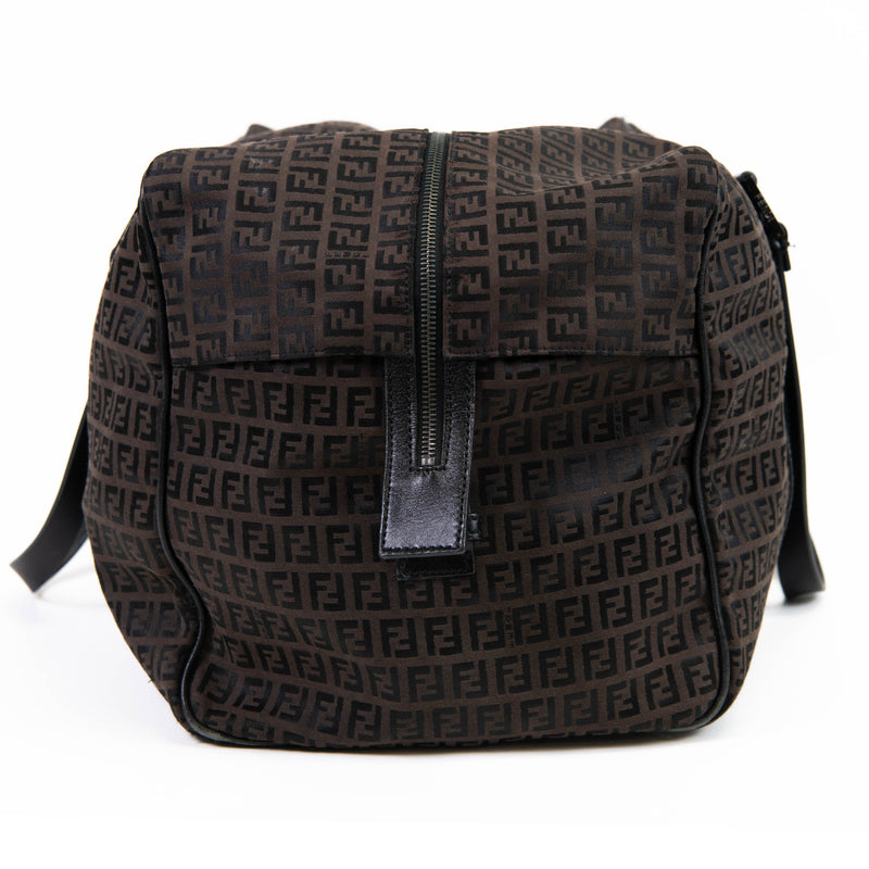 Fendi Tobacco Brown Zucca Leather and Canvas Weekend Duffel Bag