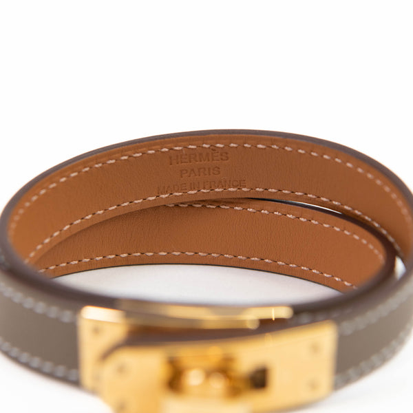 Hermes Etoupe Swift Leather Kelly Double Tour Bracelet