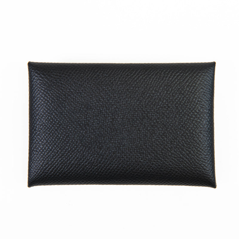 Hermes Black Epsom Leather Calvi Card Case