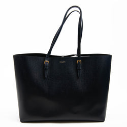 Saint Laurent Navy Blue Calfskin Large Shopping Tote