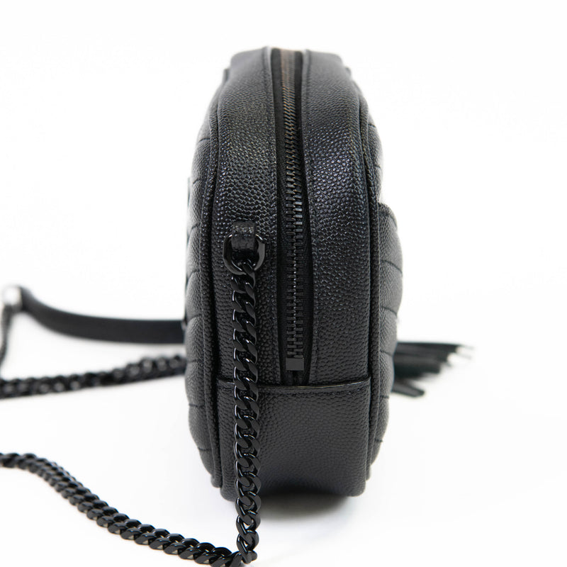 Saint Laurent  Black Grain De Poudre Matelasse Monochrome Monogram Mini Lou Camera Bag