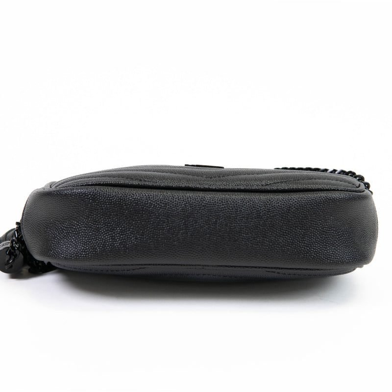 Saint Laurent  Black Grain De Poudre Matelasse Monochrome Monogram Mini Lou Camera Bag