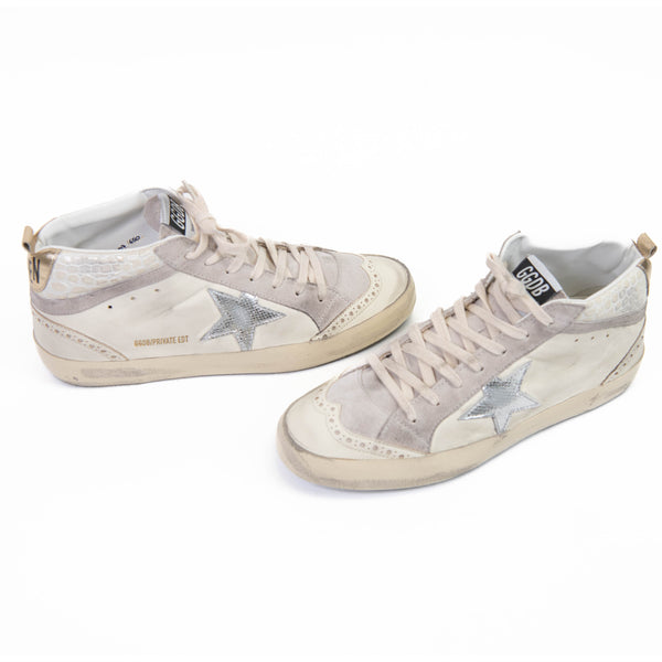 Golden Goose Leather Printed Mid Star High Top Sneakers 40