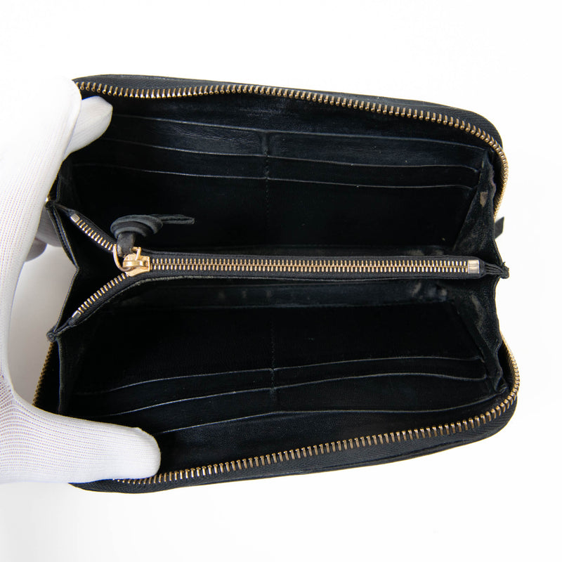 Bottega Veneta Black Nappa Intrecciato Zip Around Wallet