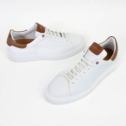 Men's Good Man Brand White and Brown Nappa Leather Legend London Sneaker 9.5