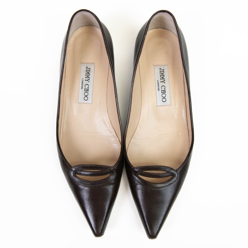 Jimmy Choo Brown Leather Pointed Toe Flats Size 38