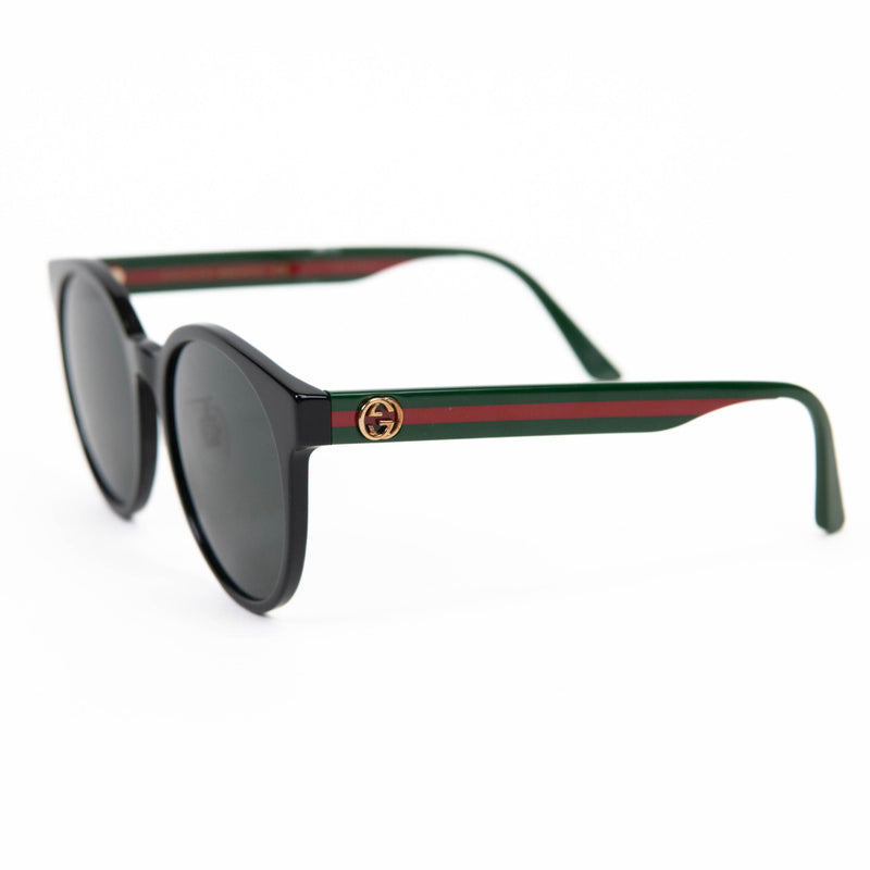 Gucci Acetate GG Web Round Eye Sunglasses GG0416SK Black