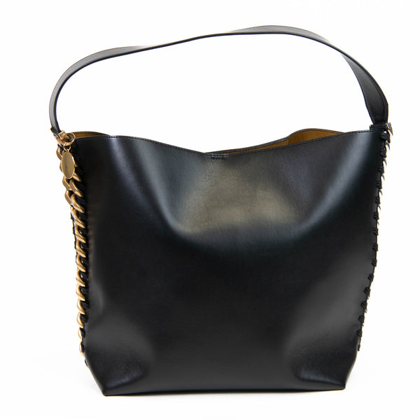 Stella McCartney Black Vegan Leather Frayme Tote Bag