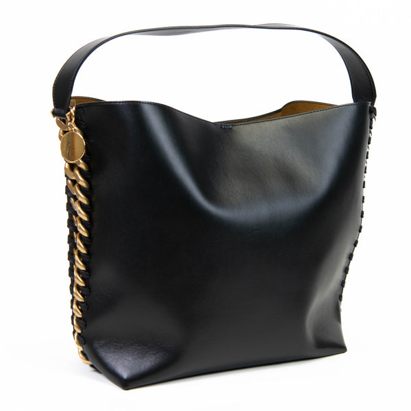 Stella McCartney Black Vegan Leather Frayme Tote Bag