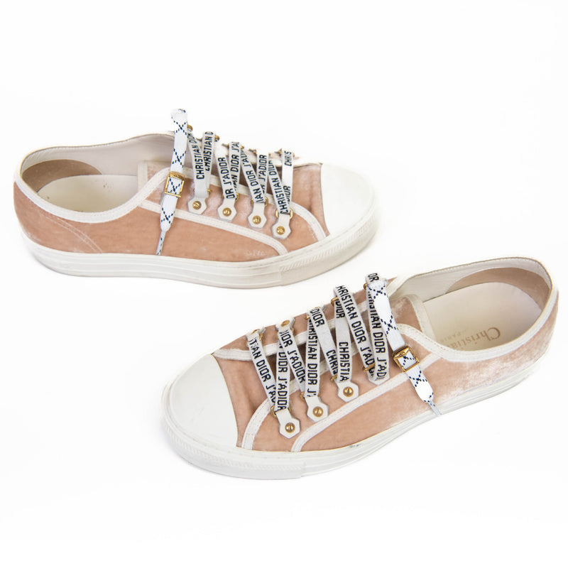 Christian Dior Pink Velvet Walk'N'Dior Low Top Sneakers 38