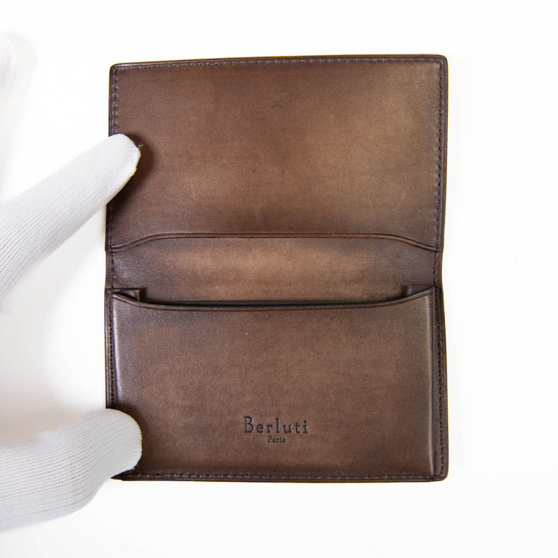 Berluti Brown Leather Printed Bifold Wallet