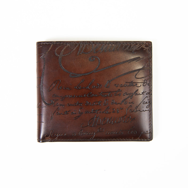 Berluti Brown Leather Printed Bifold Wallet