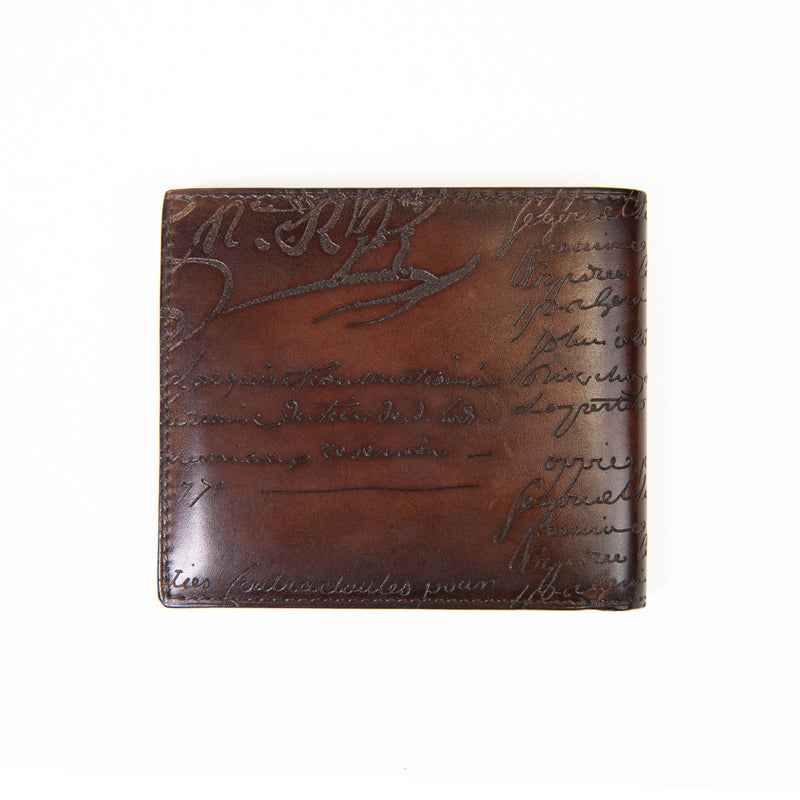 Berluti Brown Leather Printed Bifold Wallet