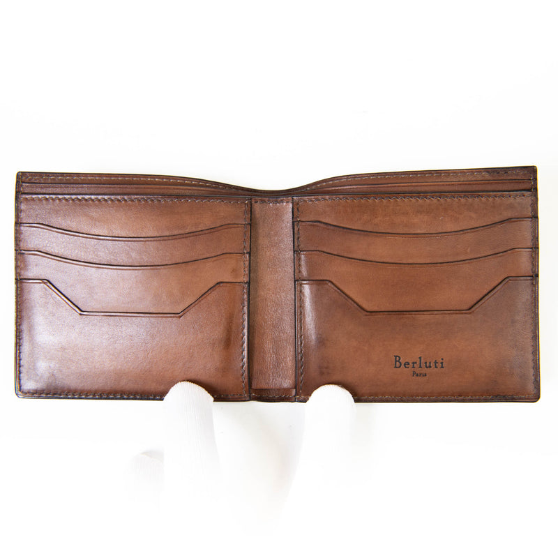 Berluti Brown Leather Printed Bifold Wallet