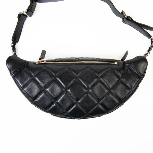 Chanel Black Lambskin Quilted Waist Bag Fanny Pack