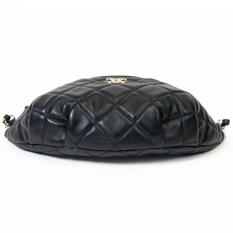 Chanel Black Lambskin Quilted Waist Bag Fanny Pack