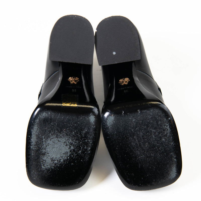 Versace Black Leather Medusa loafers 130mm Size 38