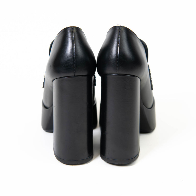 Versace Black Leather Medusa loafers 130mm Size 38