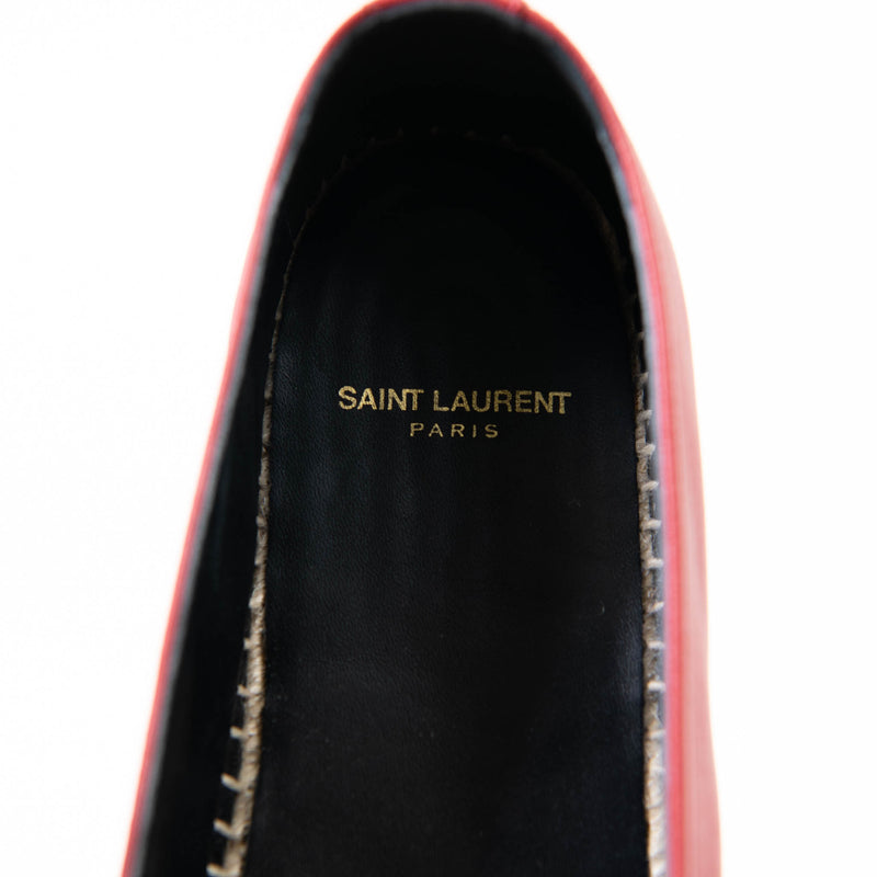 Saint Laurent Red Leather Whipstitch Trim Espadrilles 40