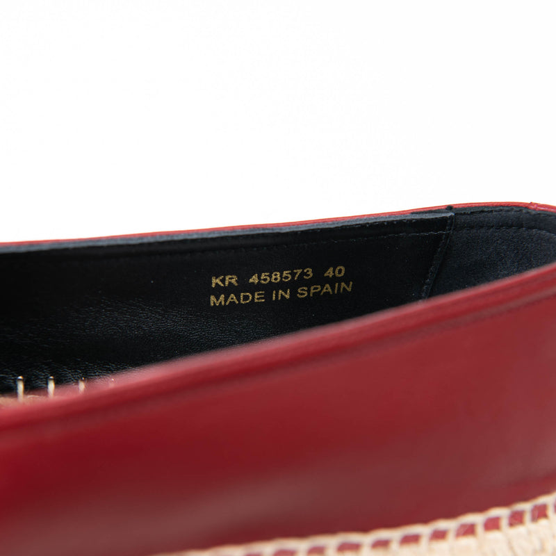 Saint Laurent Red Leather Whipstitch Trim Espadrilles 40