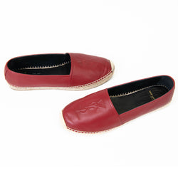 Saint Laurent Red Leather Whipstitch Trim Espadrilles 40