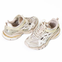 Balenciaga White/Beige Leather And Mesh Track 2 Chunky Sneakers 9