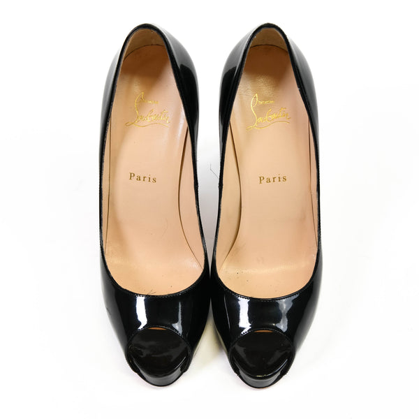 Christian Louboutin New Very Prive Black Patent Leather Pumps 120 Size 40