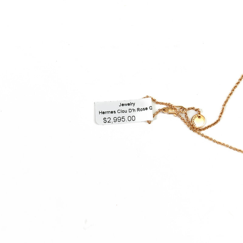 Hermes 18k Rose Gold and Diamond Clou d'H Small Model Pendant