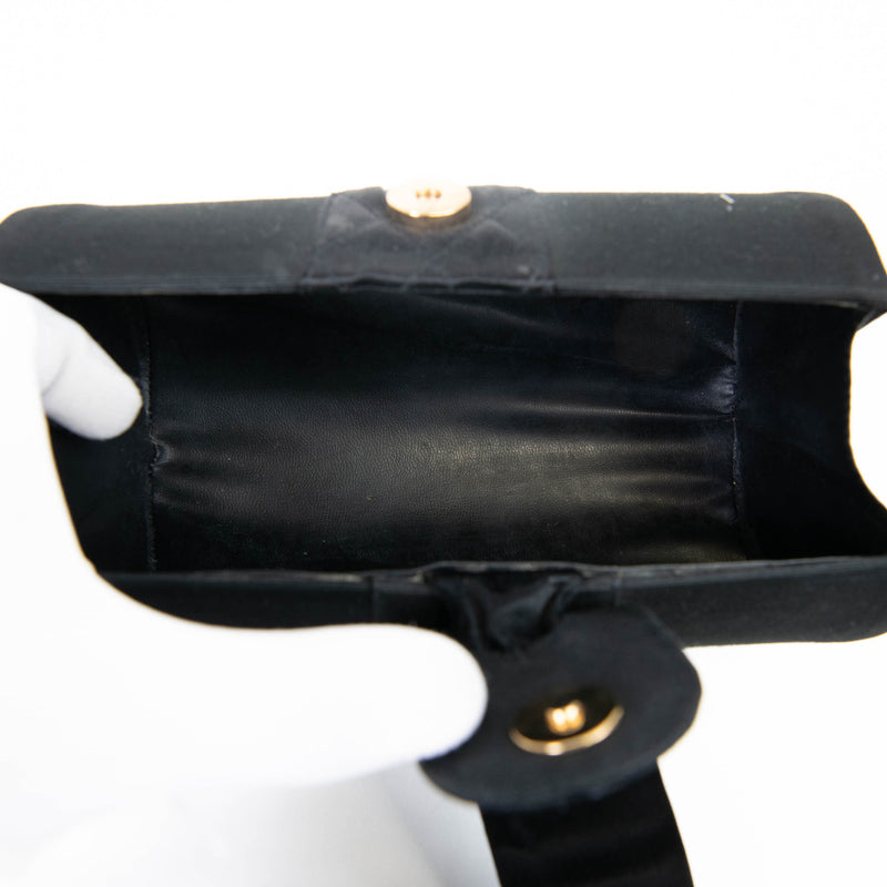 Fendi Black Satin Handle Clutch