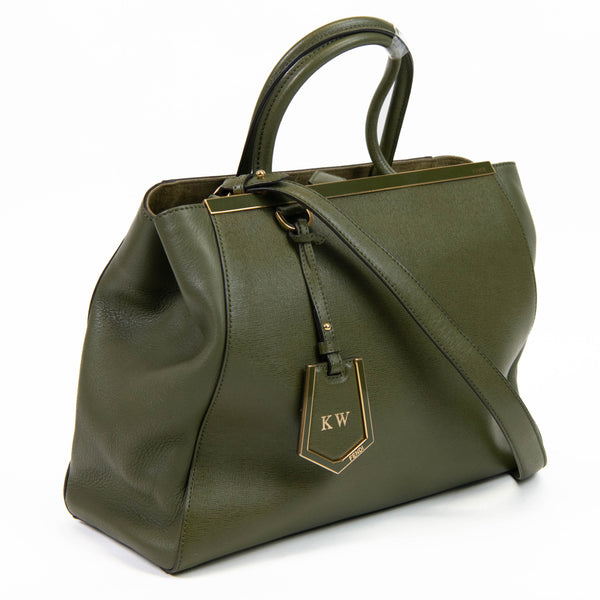 Fendi Olive Green Vitello Elite Regular 2Jours Tote