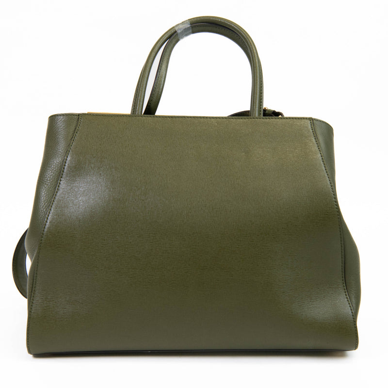 Fendi Olive Green Vitello Elite Regular 2Jours Tote