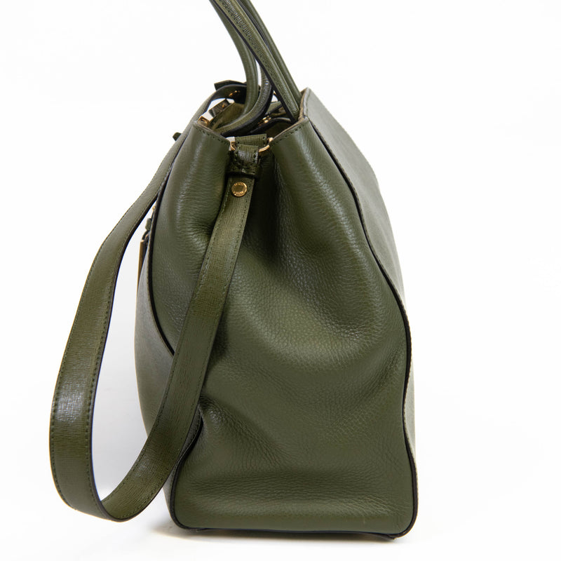 Fendi Olive Green Vitello Elite Regular 2Jours Tote