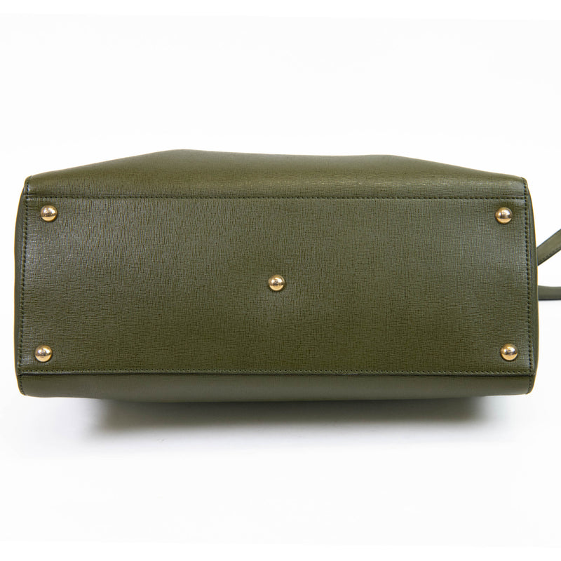 Fendi Olive Green Vitello Elite Regular 2Jours Tote