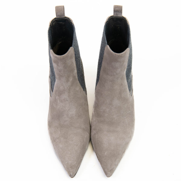 Brunello Cucinelli Monili Grey Suede Shoes Ankle Boots 36.5