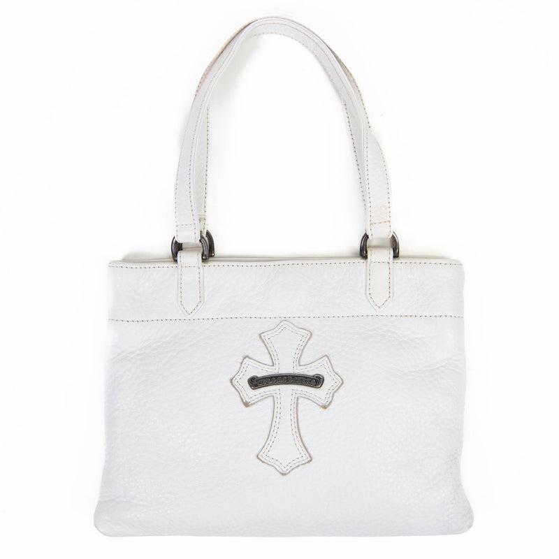 Chrome Hearts White Leather Silver Cross Mini Crossbody Bag On Que Style