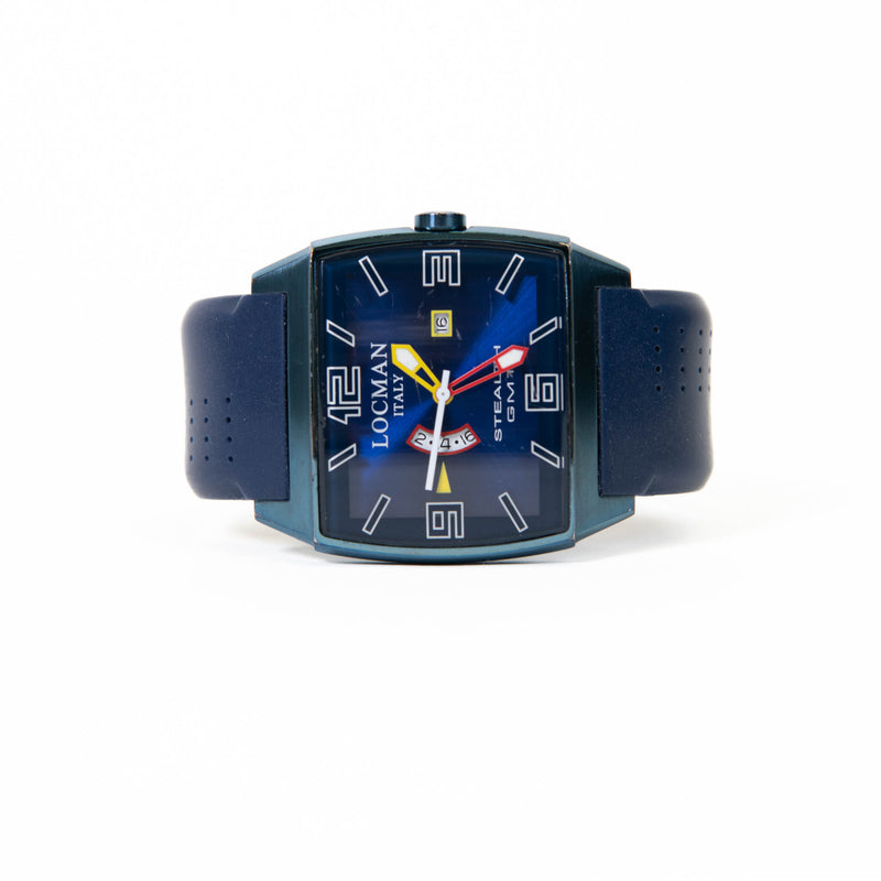 Locman Mens Stealth GMT Titanium Blue Dial Watch