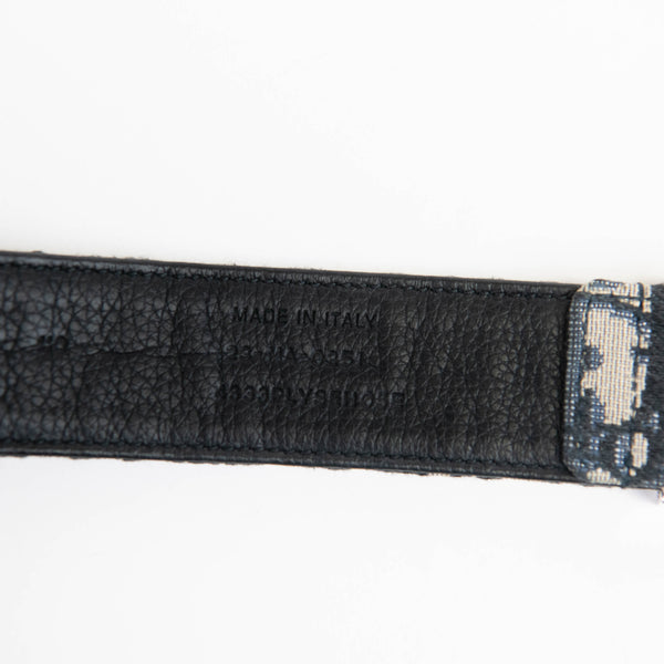 Dior Men's Blue Diorissimo Pattern Canvas Belt 110