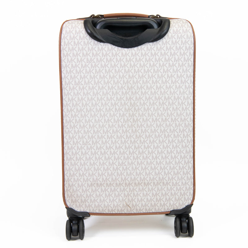 Michael Kors White and Grey Logo Travel Trolley Rolling Carry On Suitcase