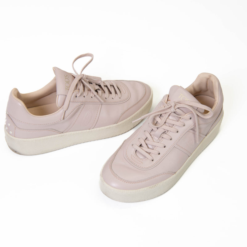 Tod's Light Pink Smooth Leather Low Top Sneakers 41