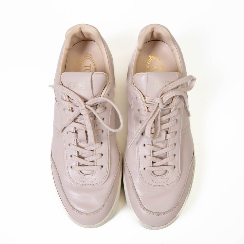 Tod's Light Pink Smooth Leather Low Top Sneakers 41