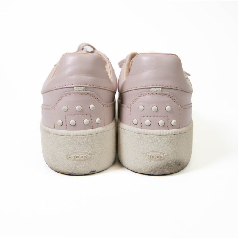 Tod's Light Pink Smooth Leather Low Top Sneakers 41