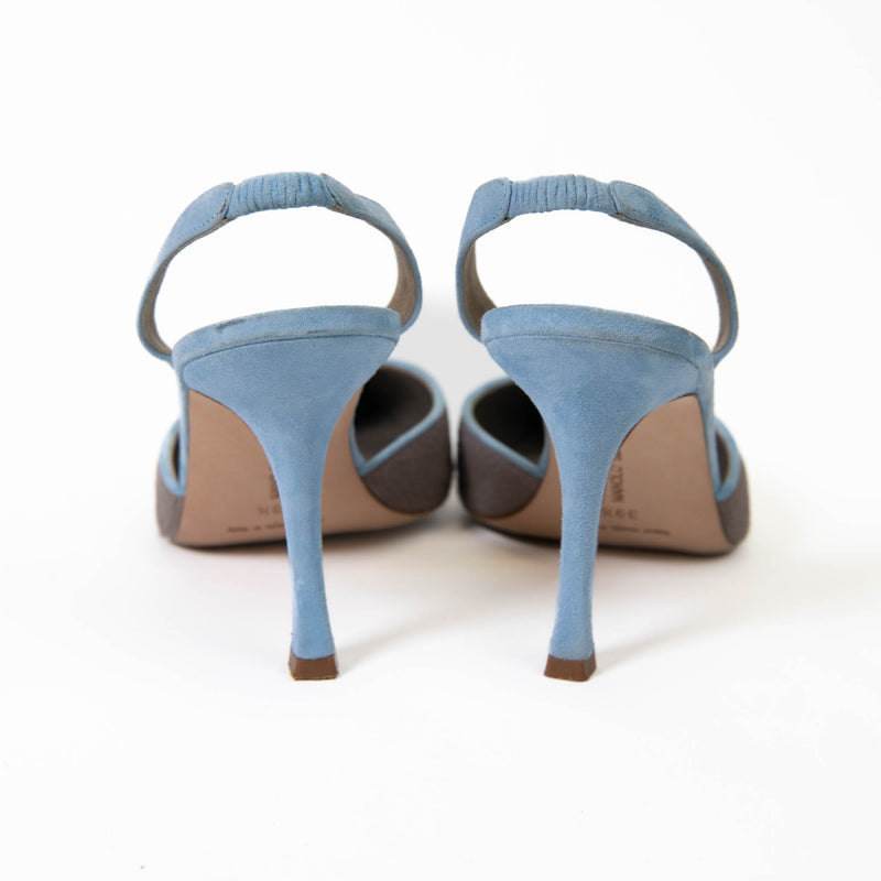 Manolo Blahnik Sky Blue Carolyne 90mm Calf Hair Pumps 39.5