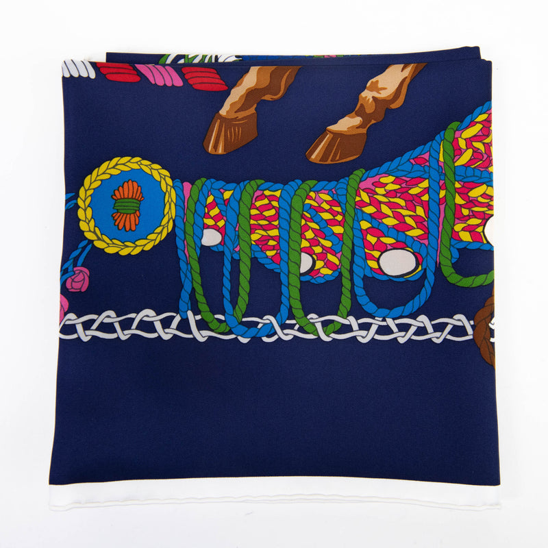 Hermès Multicolor Twill Le Timbalier by Marie-Françoise Héron Scarf